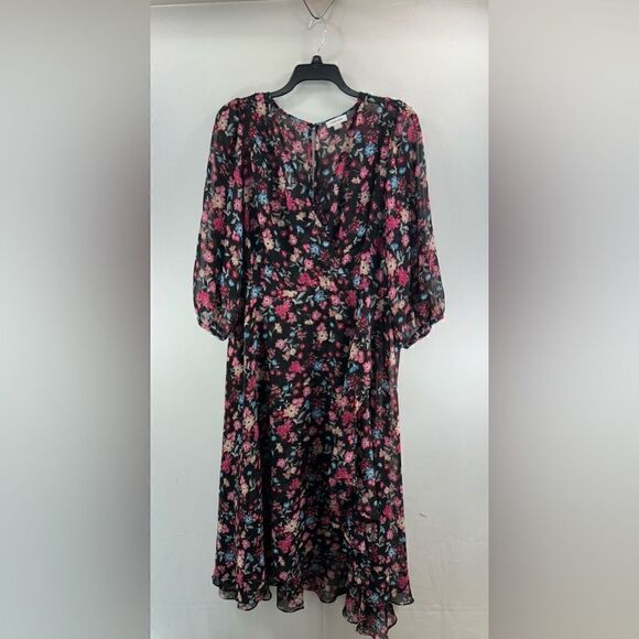 Calvin Klein Dresses & Skirts - Calvin Klein High Low Faux Wrap Dress- Black Multi- Size 18 W